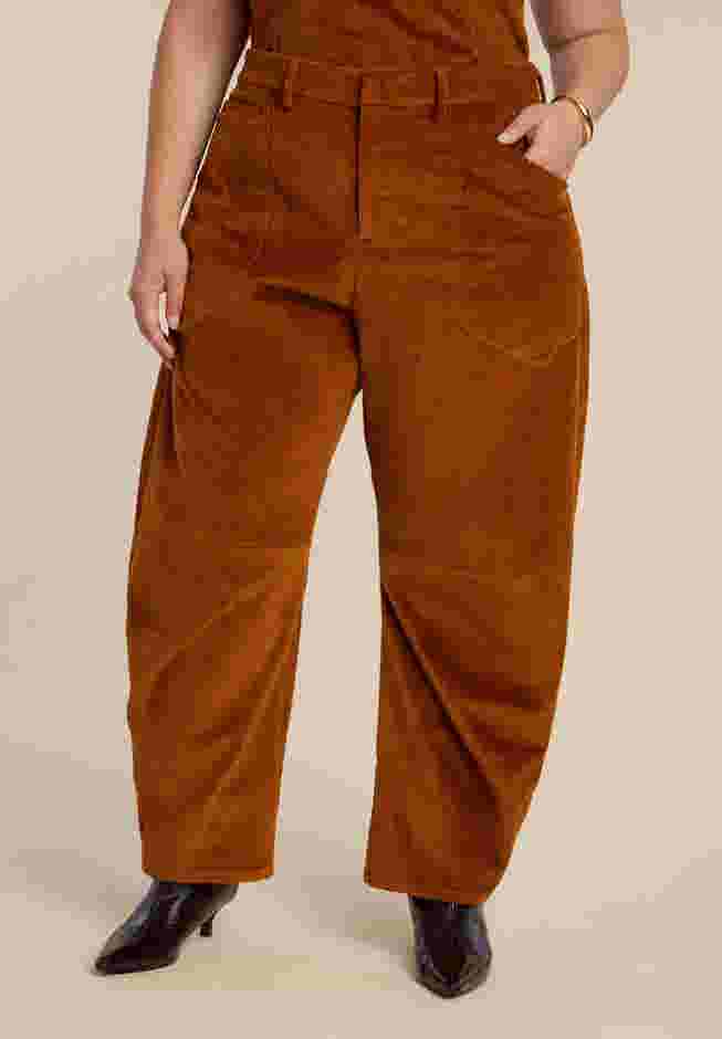 Corduroy Barrel Leg Pants image number 1