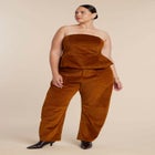 Corduroy Barrel Leg Pants image number null