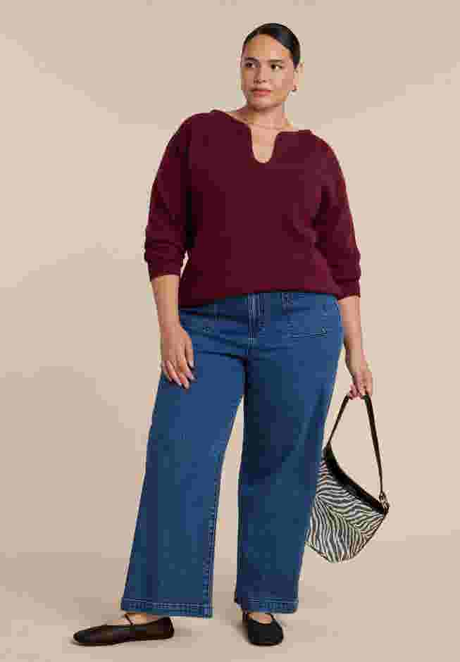 Deep V-Neck Sweater image number 3