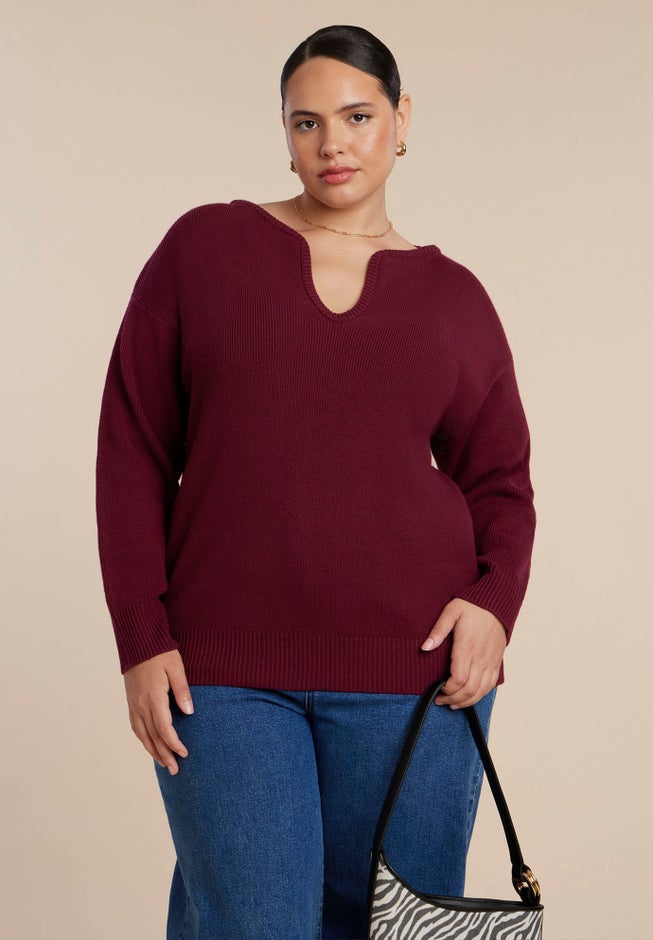 Deep V-Neck Sweater image number 0