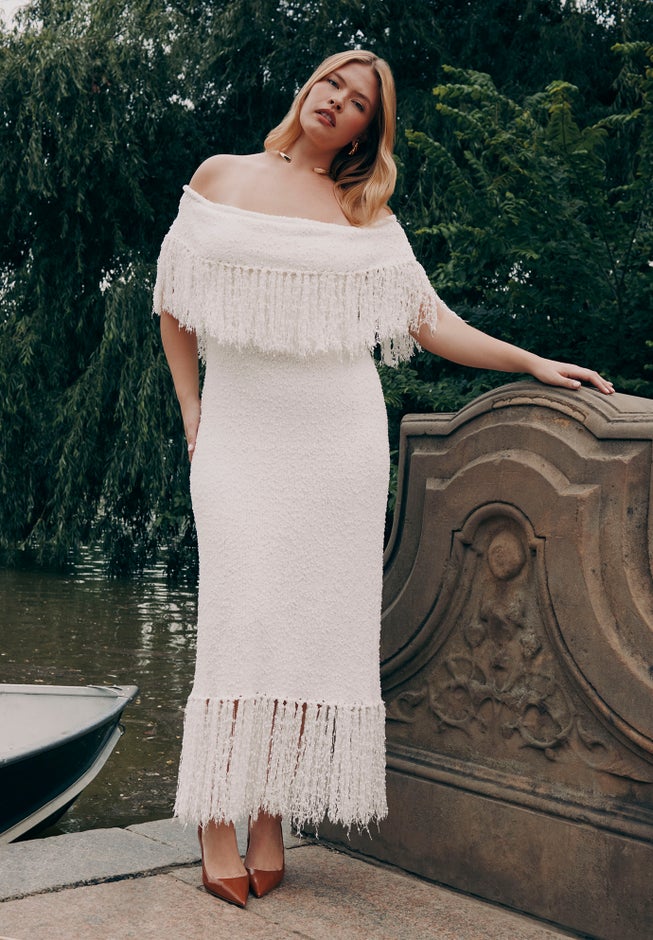 Textured Fringe Sweater Dress image number 0