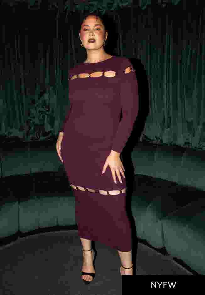 Beaded Cutout Sweater Dress image number 0
