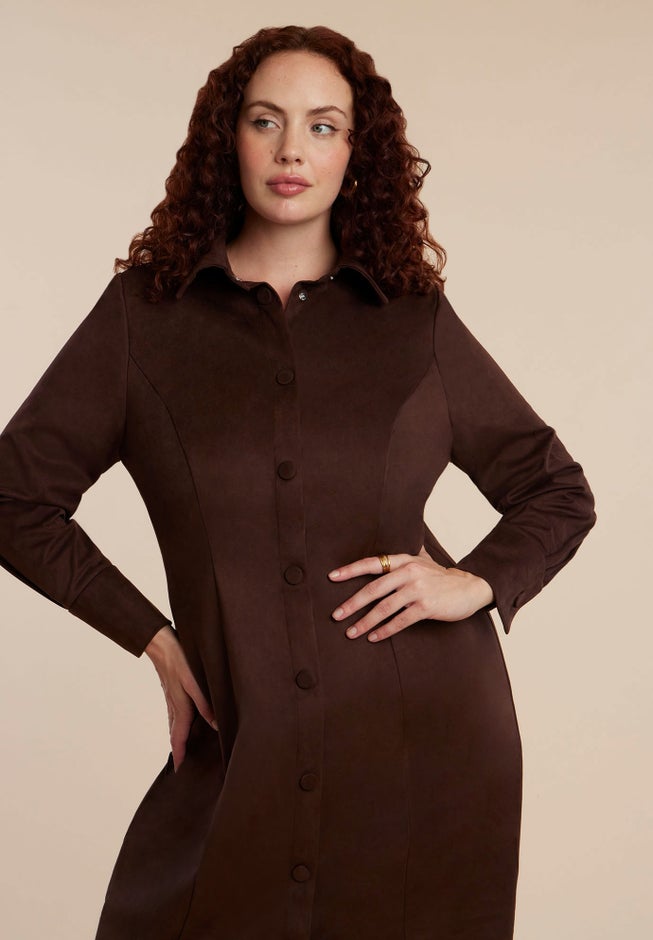 Suede Shirt Dress image number null