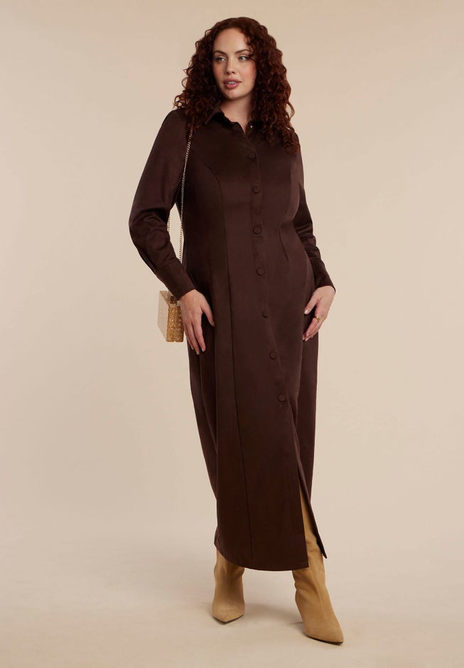 Suede Shirt Dress image number null