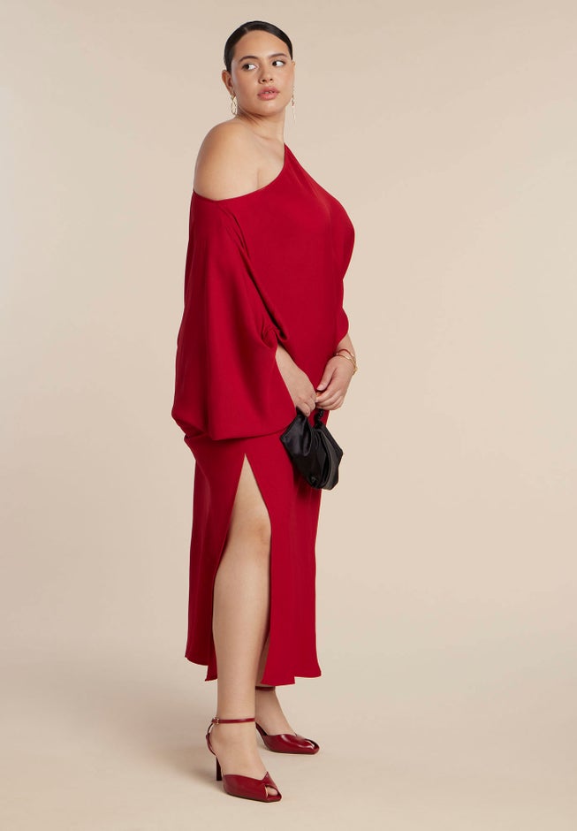 Exaggerated Sleeve Draped Maxi Dress image number 4
