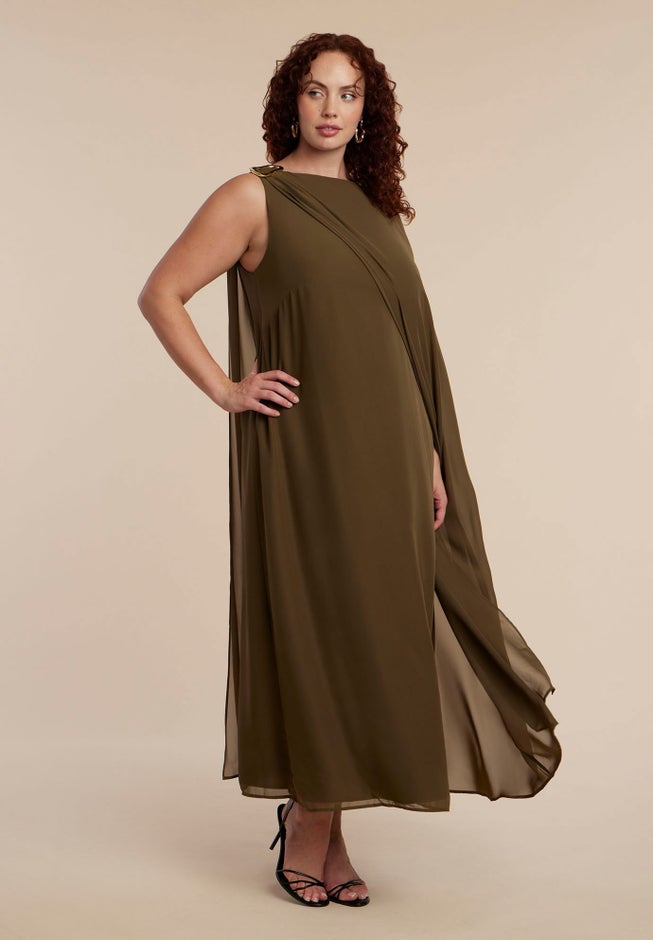 Hardware Detail Cape Maxi Dress image number 1