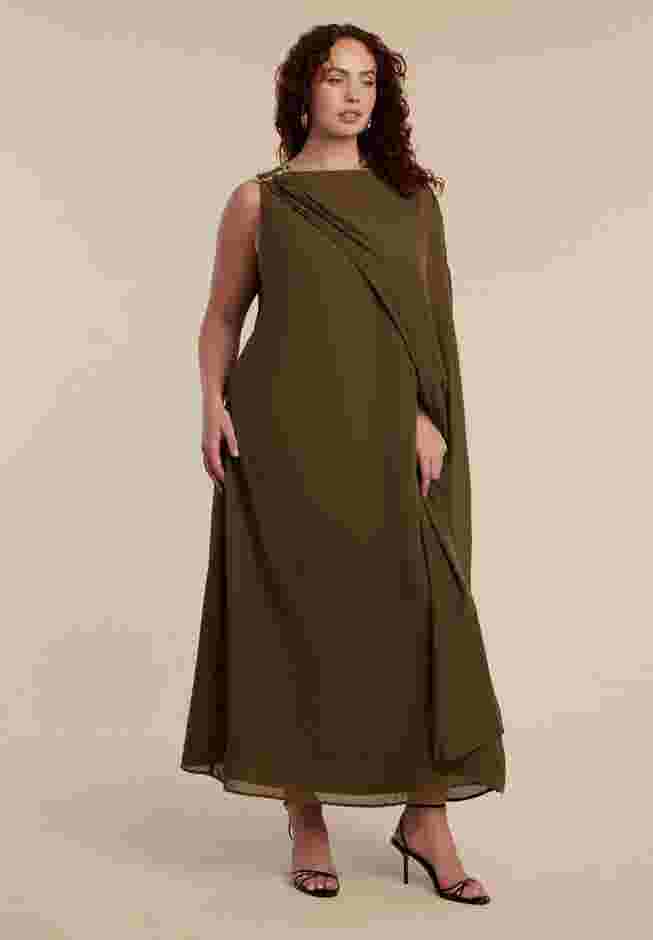 Hardware Detail Cape Maxi Dress image number 3