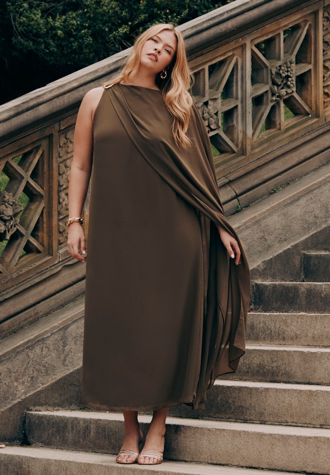 Hardware Detail Cape Maxi Dress image number 5