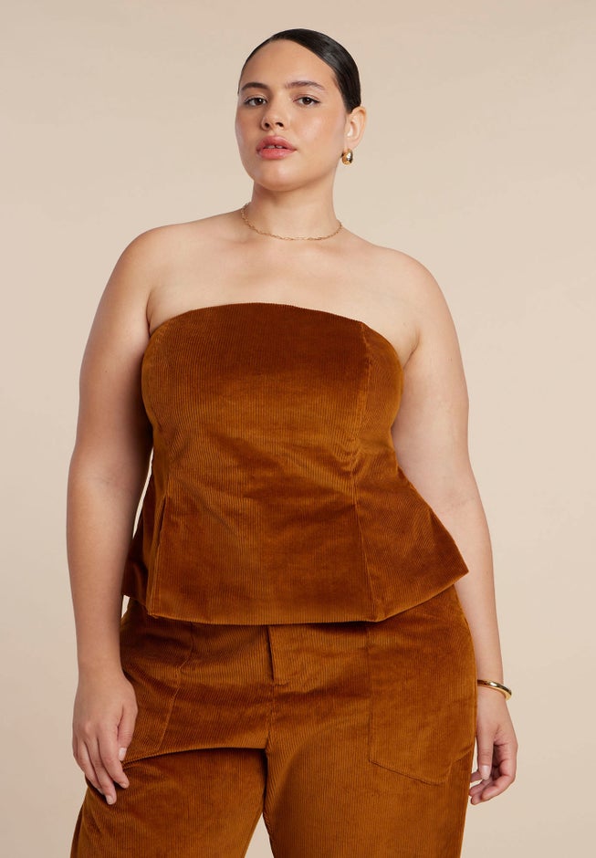 Corduroy Peplum Bustier image number 1