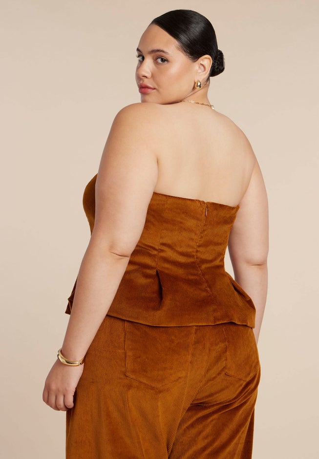 Corduroy Peplum Bustier image number 3