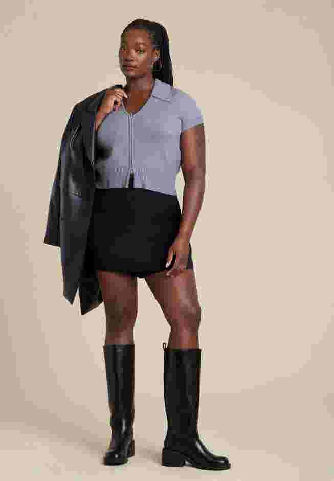 Cropped Zip Up Polo Sweater image number 3