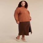 Faux Leather Pocket Turtleneck Sweater image number null