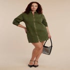 Denim Mini Dress With Zipper Detail image number null