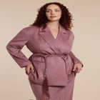 Faux Suede Tassel Belted Blazer image number null