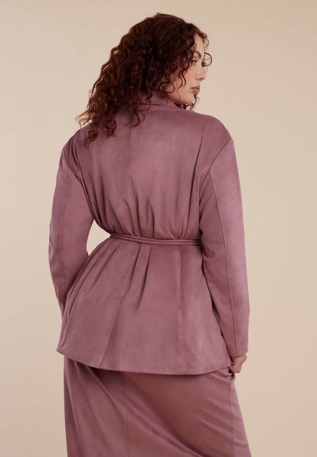 Faux Suede Tassel Belted Blazer image number 1