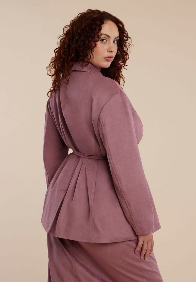 Faux Suede Tassel Belted Blazer image number 2
