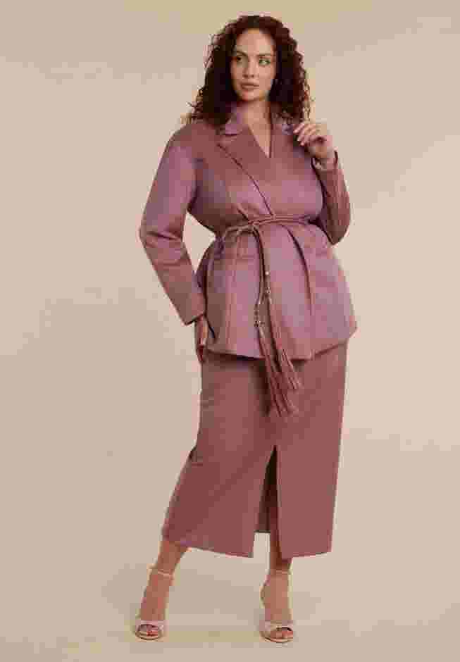 Faux Suede Tassel Belted Blazer image number 3