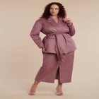 Faux Suede Tassel Belted Blazer image number null