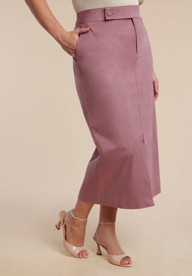 Faux Suede Midi Column Skirt image number 1