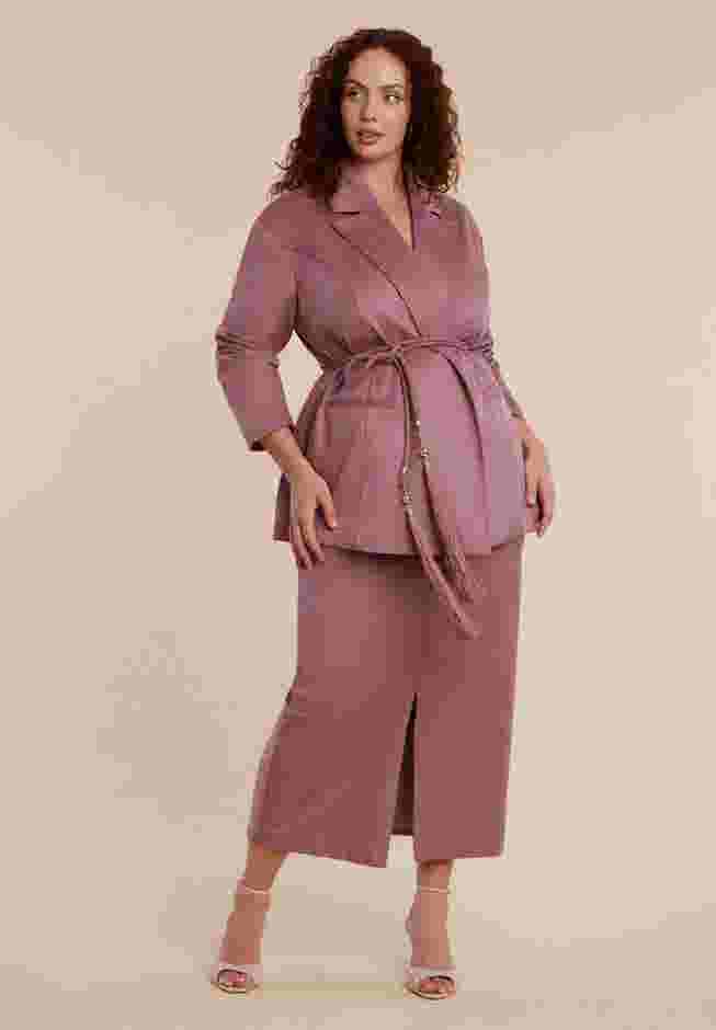 Faux Suede Midi Column Skirt image number 2