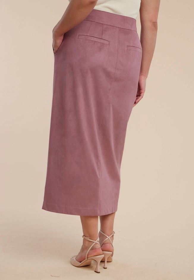 Faux Suede Midi Column Skirt image number 2