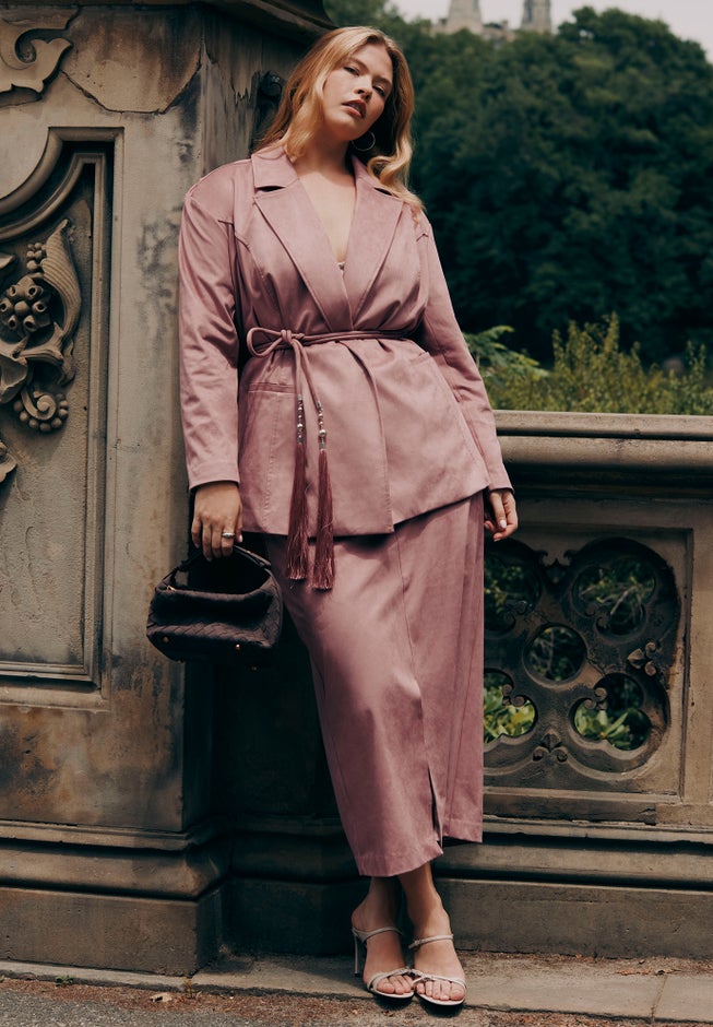 Faux Suede Midi Column Skirt image number 4