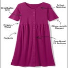 Button-Front Elbow-Sleeve Knit Dress image number 2