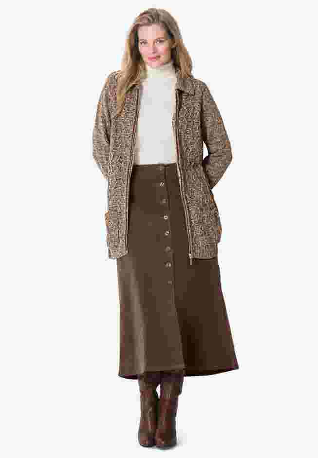 Marled Zip-Front Cable Knit Cardigan image number 1