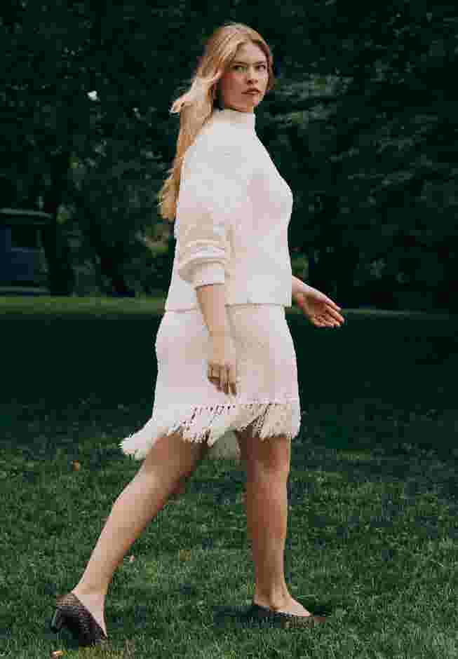Looped Fringe Sweater Mini Skirt image number 0