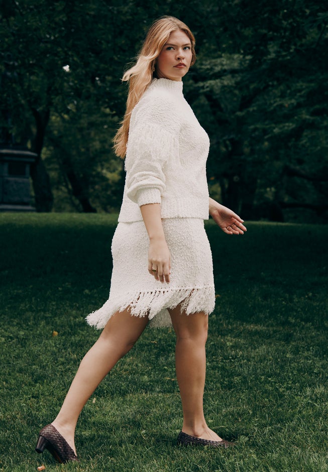 Looped Fringe Sweater Mini Skirt image number 0