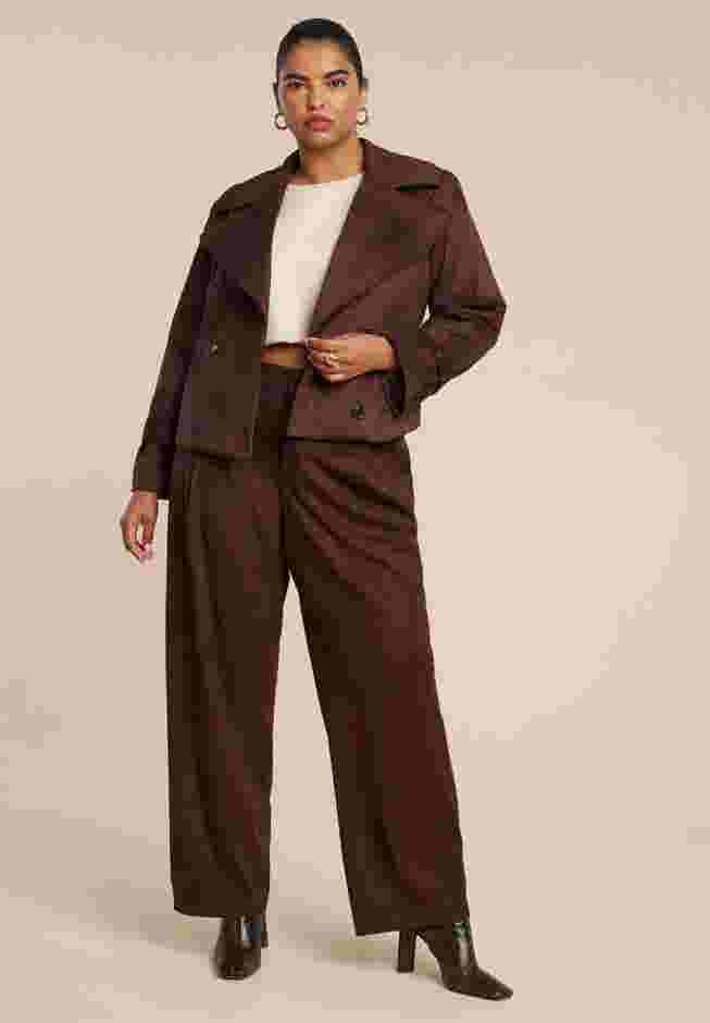 Cropped Faux Suede Trench Jacket image number 4