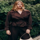 Cropped Faux Suede Trench Jacket image number null