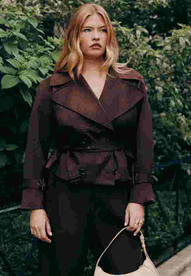 Cropped Faux Suede Trench Jacket image number 0