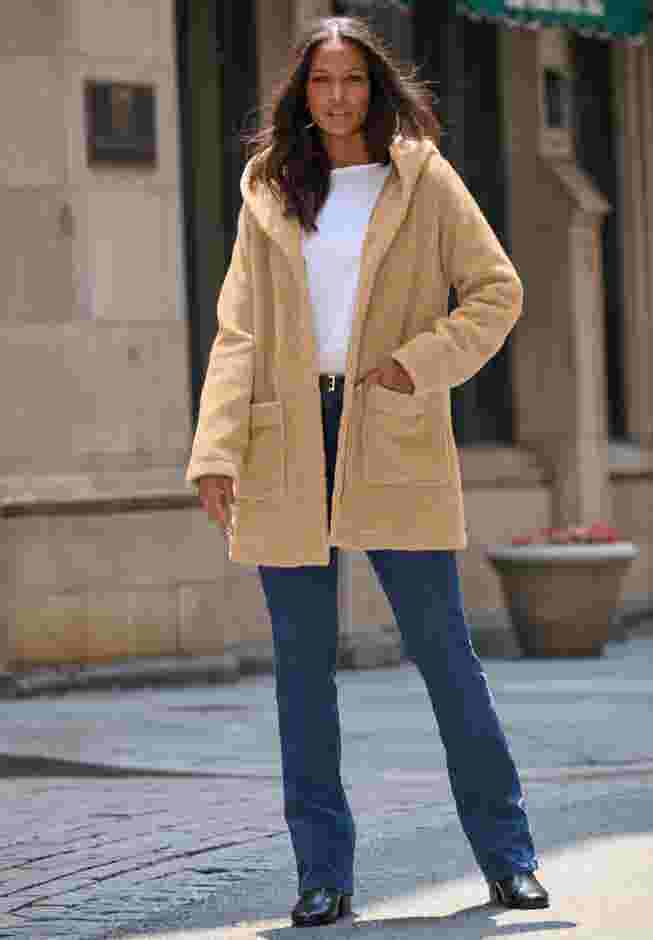Hooded Teddy Fleece Coat. image number 0