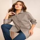 Plus Size Kate Long Sleeve Easy Cotton-Blend Button-Front Shirt image number 0
