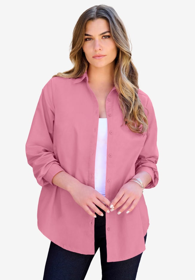 Plus Size Kate Long Sleeve Easy Cotton-Blend Button-Front Shirt image number 4