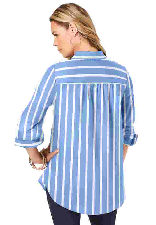 Plus Size Kate Long Sleeve Easy Cotton-Blend Button-Front Shirt image number 1