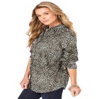 Plus Size Kate Long Sleeve Easy Cotton-Blend Button-Front Shirt image number null
