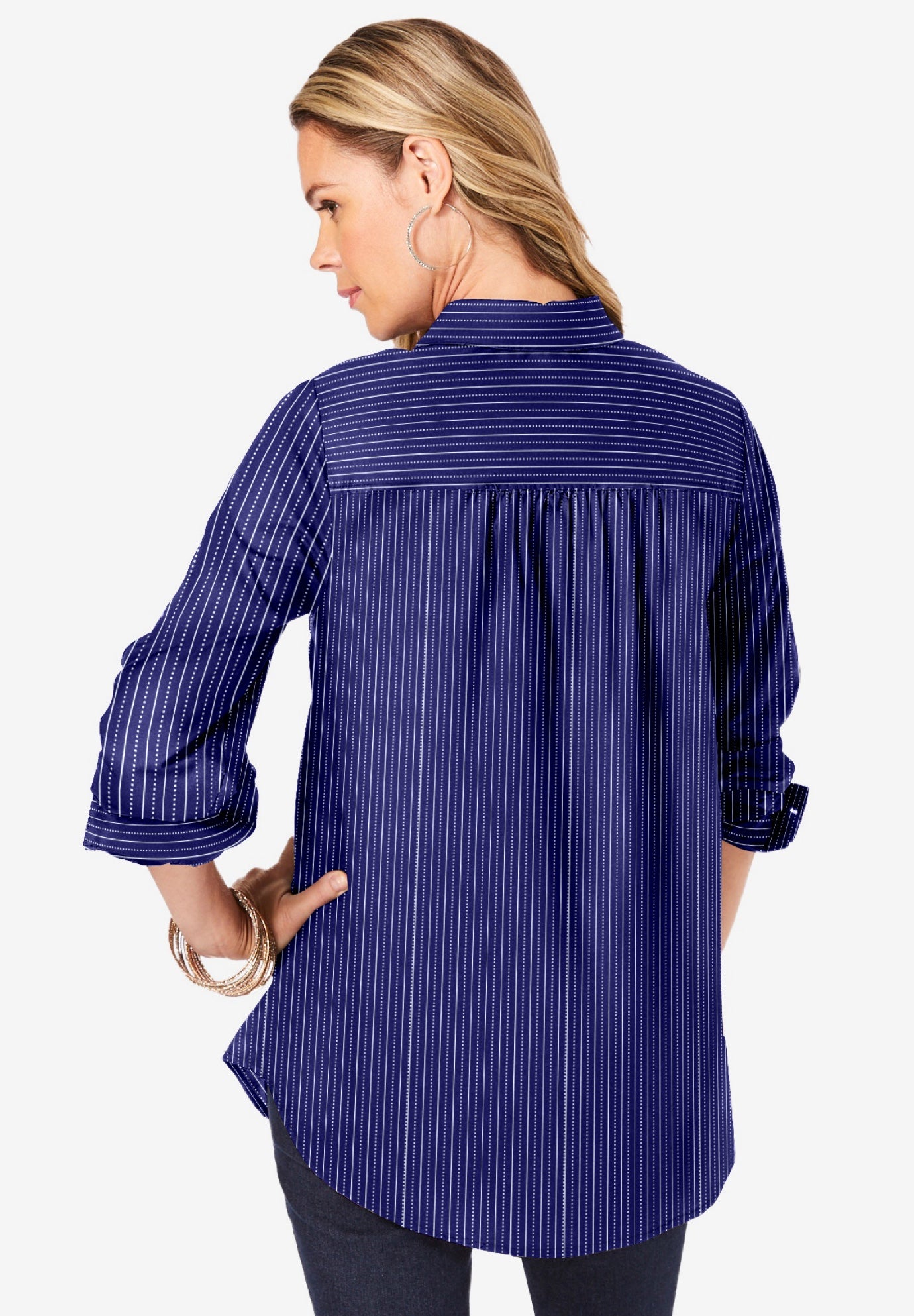 Plus Size Kate Long Sleeve Easy Cotton-Blend Button-Front Shirt image number 1