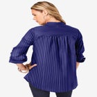 Plus Size Kate Long Sleeve Easy Cotton-Blend Button-Front Shirt image number null