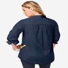 Plus Size Kate Long Sleeve Easy Cotton-Blend Button-Front Shirt image number null