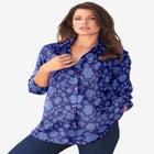 Plus Size Kate Long Sleeve Easy Cotton-Blend Button-Front Shirt image number null