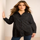 Plus Size Kate Long Sleeve Easy Cotton-Blend Button-Front Shirt image number null