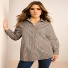 Plus Size Kate Long Sleeve Easy Cotton-Blend Button-Front Shirt image number 1