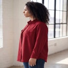Faux Suede Button-Front Shirt image number 2