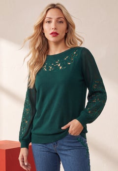 Plus Size Pullover Sweater with Cutout Detail