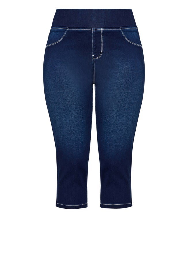 Pull On Cropped Denim Legging image number 2