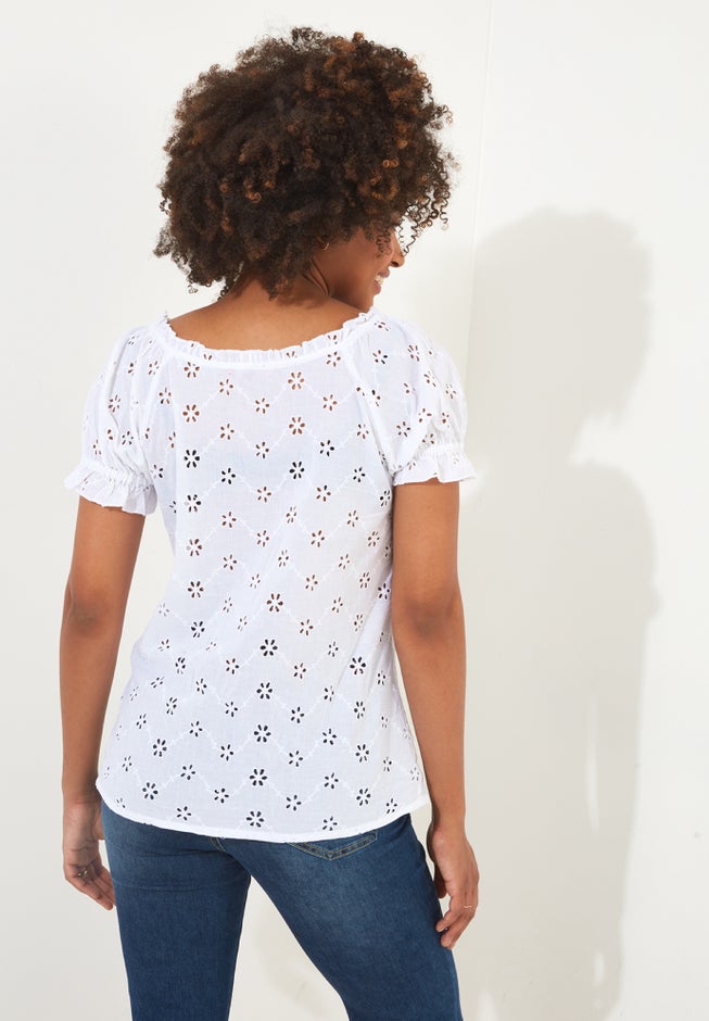 Eyelet Peasant Blouse image number 3