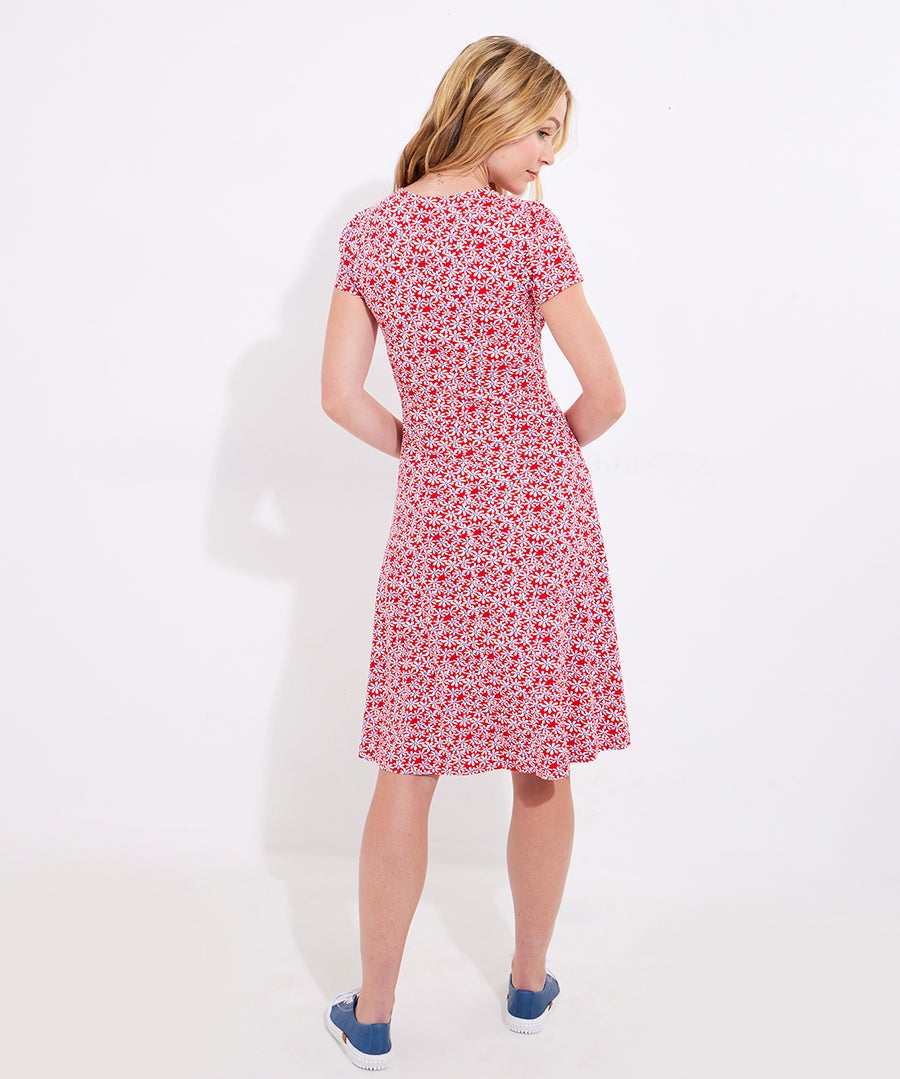 Stretch Knit Faux Wrap Dress image number 2