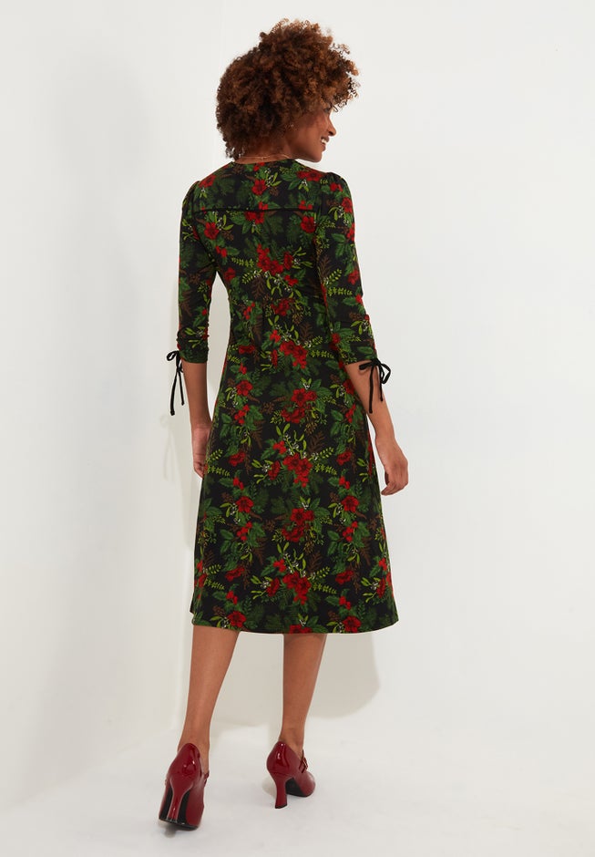 Stretch Knit Faux Wrap Midi Dress image number 5